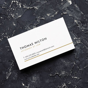 Simple Clean Elegant White Golden Line Consultant Business Card