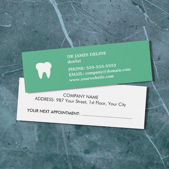 Simple Clean Green White Dentist Appointment Card (Creator Uploaded)