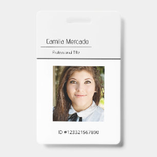 Simple Clean Grey Template Employee Photo Name ID  Badge
