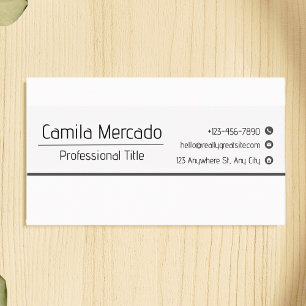 Simple Clean Grey White Executive Template Business Card