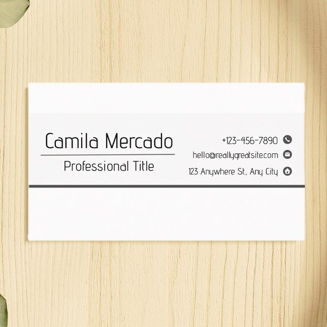 Simple Clean Grey White Executive Template Business Card (Creator Uploaded)