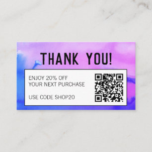 Simple Clean Minimal Abstract Watercolor QR CODE Discount Card