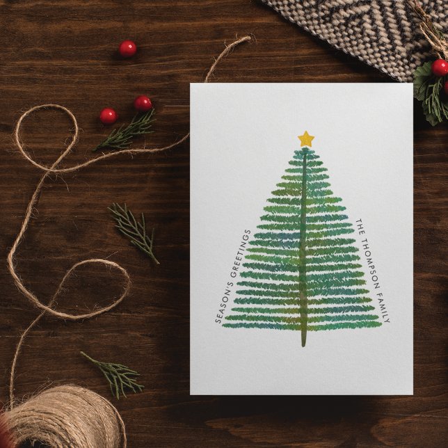 Simple Clean Minimal Minimalist Christmas Tree Holiday Postcard (Creator Uploaded)