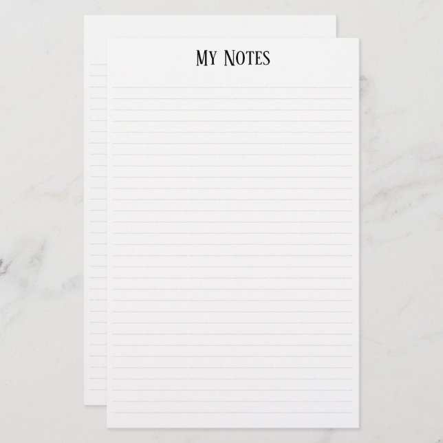Simple Clean Minimalist Dotted Lines personalise Stationery (Front/Back)