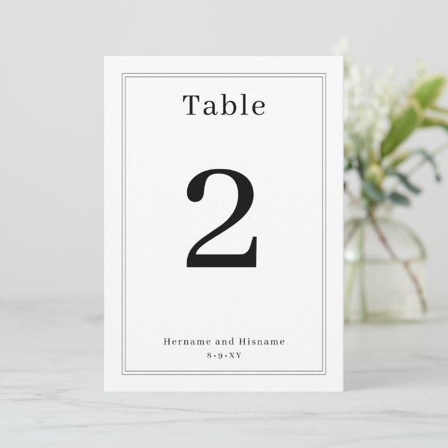 Simple Clean Minimalist Elegant Table Number Card (Standing Front)