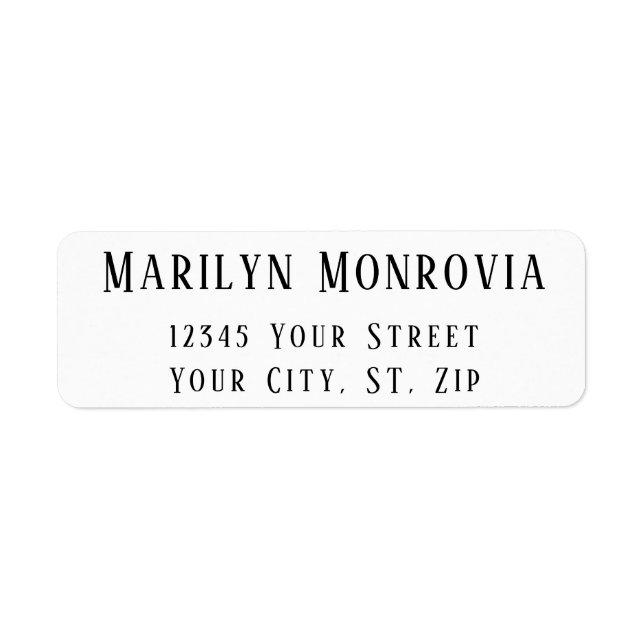 Simple Clean Modern  Return Address Label (Front)