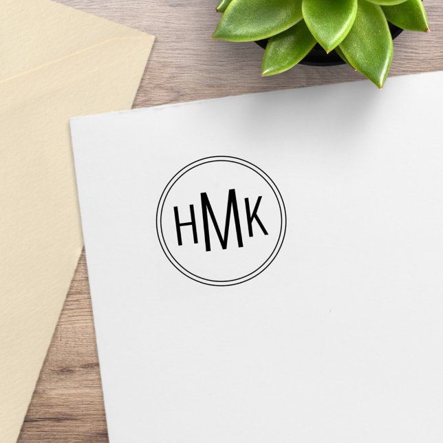 Simple Clean Monogram 3 Initials 1x1 Rubber Stamp (Creator Uploaded)