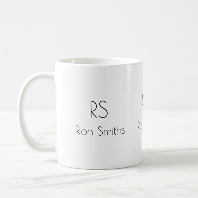 simple & clean monogram ( name + initials ) coffee mug (Left)