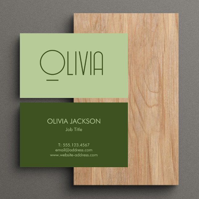 Simple Clean Olive Green Neutral Business Card  (Creator Uploaded)