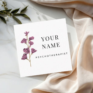 Simple & Clean Psychotherapist Counsellor Flower Square Business Card