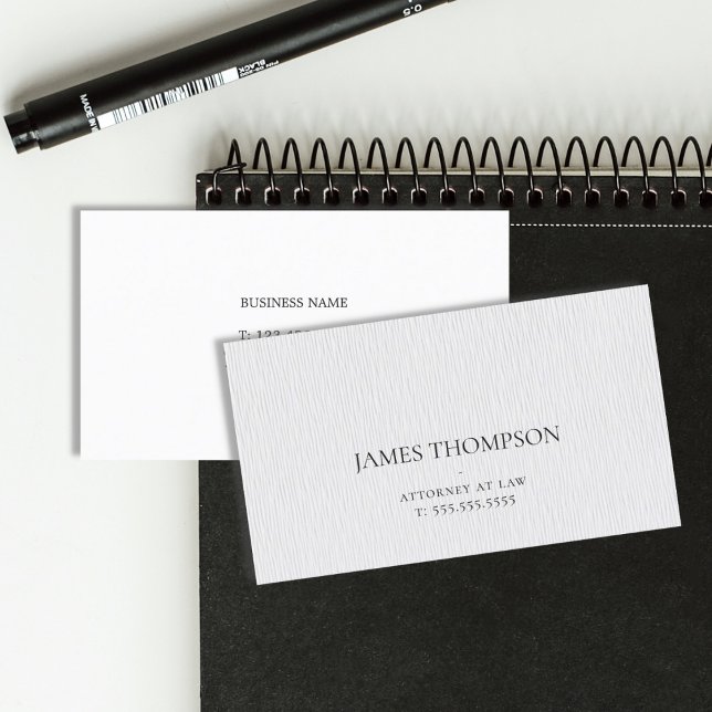 Simple Clean Texture White Attorney Business Card (Creator Uploaded)