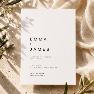 Simple Clean Ultra Minimalist Wedding Invitation