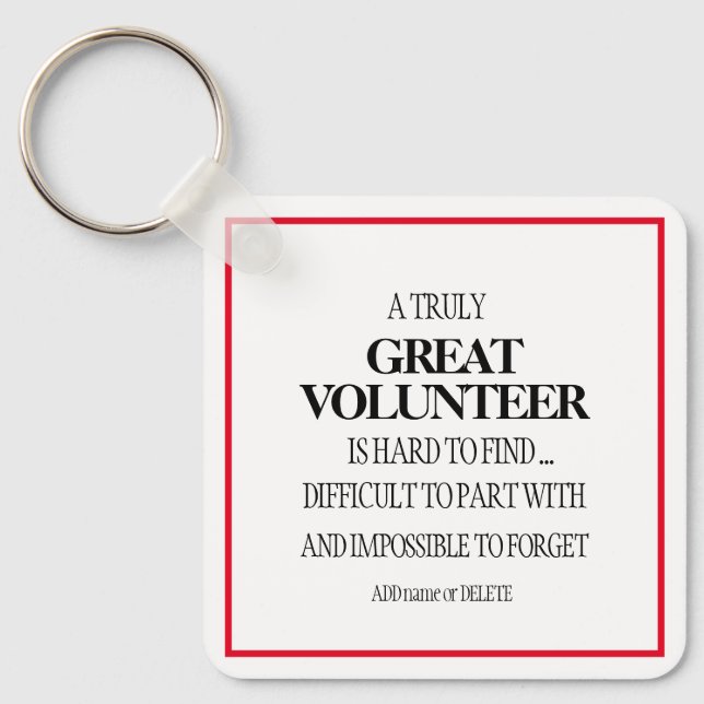 Simple clean volunteer appreciation keychain gift (Front)