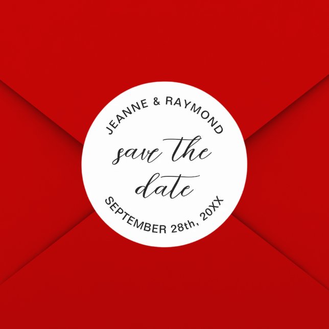 Simple Clean Wedding Announcement Save the date  Classic Round Sticker (Creator Uploaded)