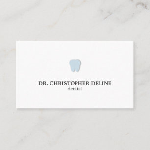 Simple Clean White Blue Teeth Logo Dentist Business Card