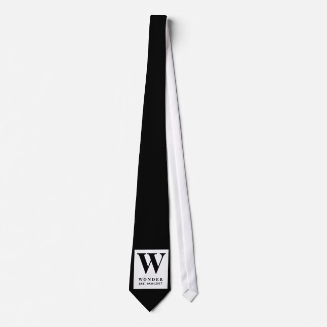 Simple Clear black minimalist Wedding  Tie (Front)