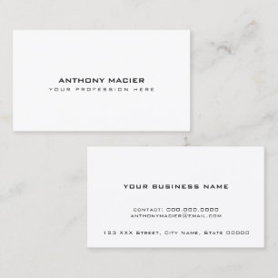simple clear plain white minimal business card