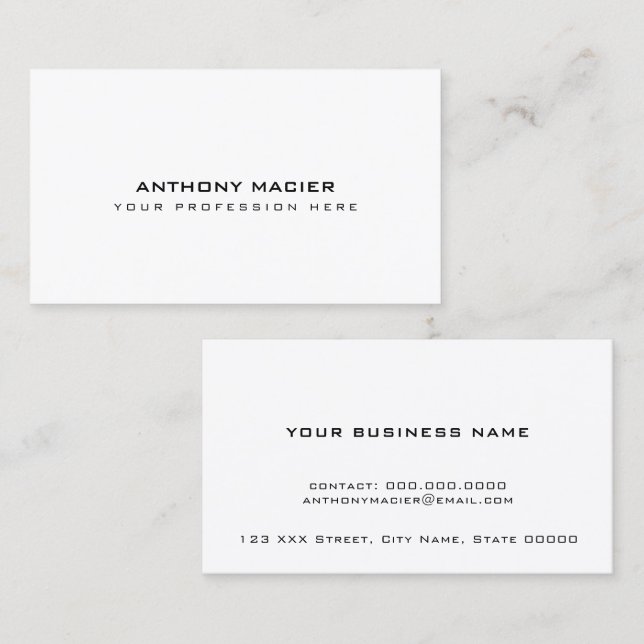 simple clear plain white minimal business card (Front/Back)