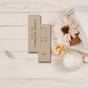 Simple  Clothing Size Chart Kraft Swing Price Tag 