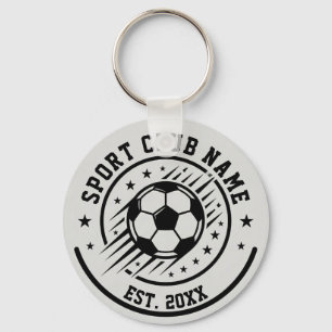 Simple Club Sport Name With Soccer Ball Key Ring