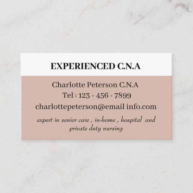 Simple CNA  Business Card (Front)