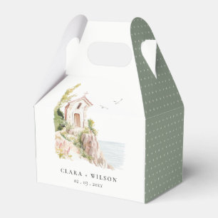 Simple Coastal Catholic Watercolor Church Wedding Favour Box