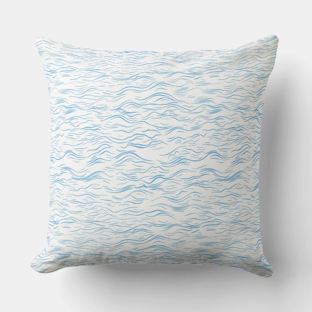 Simple Coastal Sea Waves Decorative Cushion (Front)
