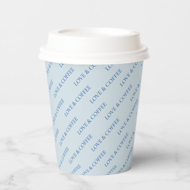 Simple Cobalt Blue Minimal Custom Text Pattern Paper Cups (Front)