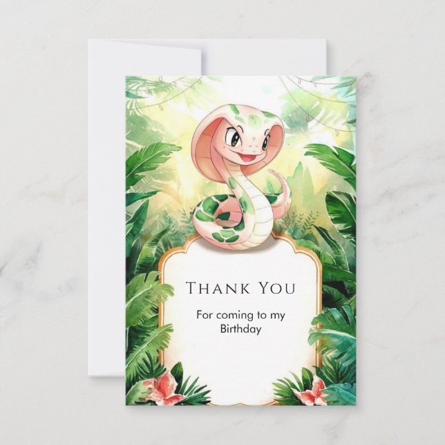 Simple Cobra Snake Birthday Thank You Card (Front)