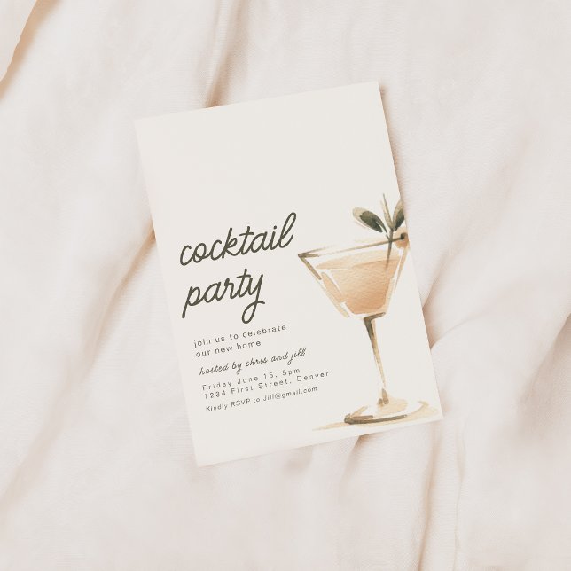 Simple Cocktail Party Invitation with Drink (Creator Uploaded)
