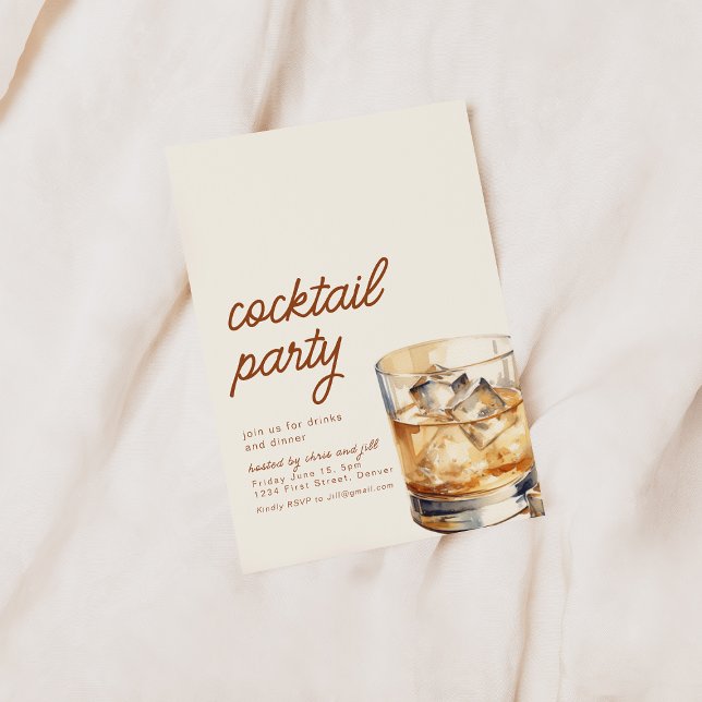 Simple Cocktail Party Invitation with Drink (Creator Uploaded)