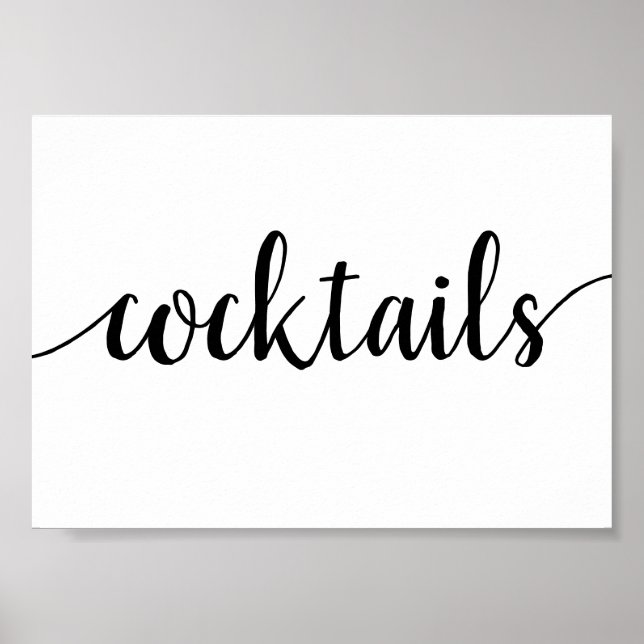 Simple Cocktails | Black Script Any Event Bar Sign (Front)