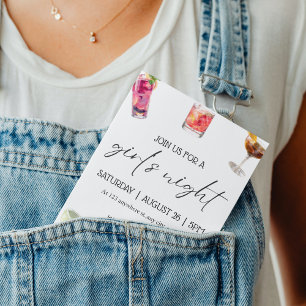 Simple Cocktails Girls Night bachelorette party Invitation