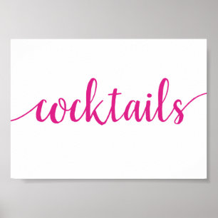 Simple Cocktails   Hot Pink Any Event Bar Sign