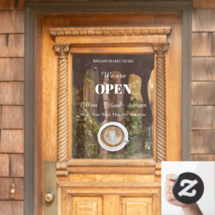Simple Coffee Art Cup Business Open Hours Door