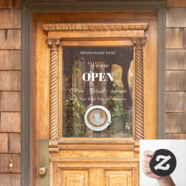 Simple Coffee Art Cup Business Open Hours Door (Home Door)