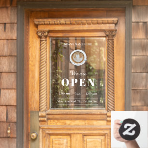 Simple Coffee Art Cup Business Open Hours Door