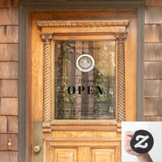 Simple Coffee Art Cup Business Open Hours Door
