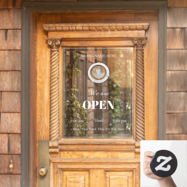 Simple Coffee Art Cup Business Open Hours Door (Home Door)
