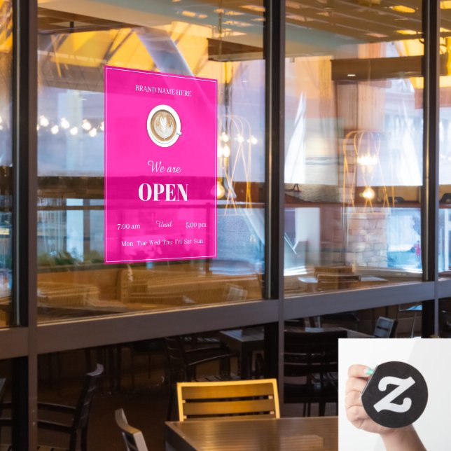 Simple Coffee Art Cup Business Open Hours Door (Restaurant Window)