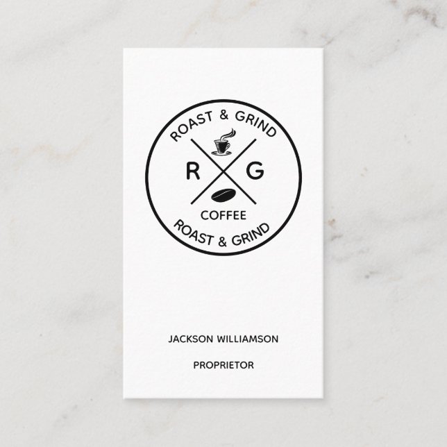 Simple Coffee Bean and cup  Logo |Artisan Coffee Business Card (Front)