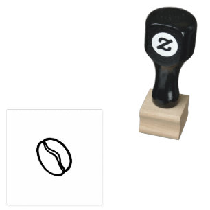 Simple Coffee Bean Line Art Rubber Stamp