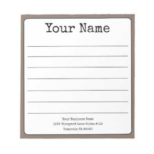Simple Coffee Brown Retro Add Your Name Lined Notepad