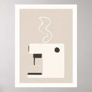 Simple Coffee Machine - Modern Kitchen Art Poster 