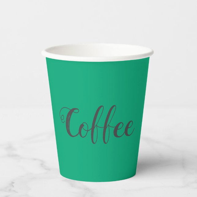 Simple Coffee Pastel Green Paper cups (Front)