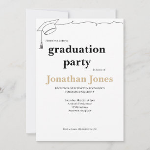Simple College Cap and Tassel Graduation Invitation