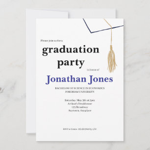 Simple College Cap and Tassel Graduation Invitation