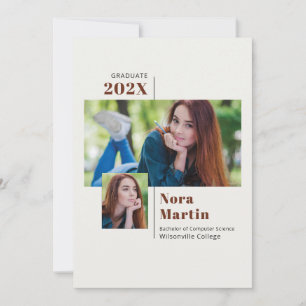 Simple College Graduation Auburn Cream Announcement