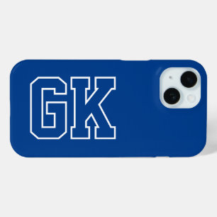 Simple College White Varsity Monogram Initials iPhone 15 Case