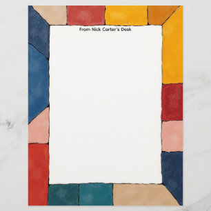 Simple Color Blocks Stationery Paper Custom Letterhead